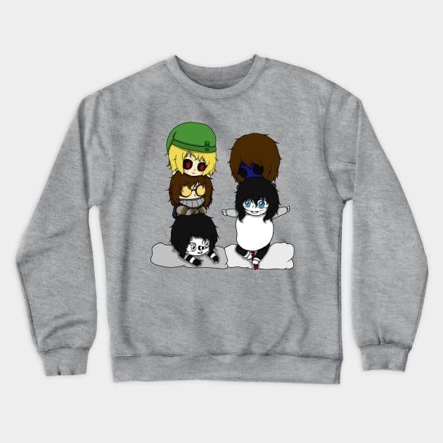 creepypasta boys chibi Crewneck Sweatshirt by LillyTheChibi